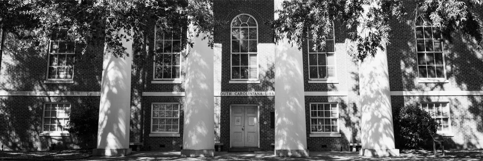 Black and white view of the South Caroliniana Library