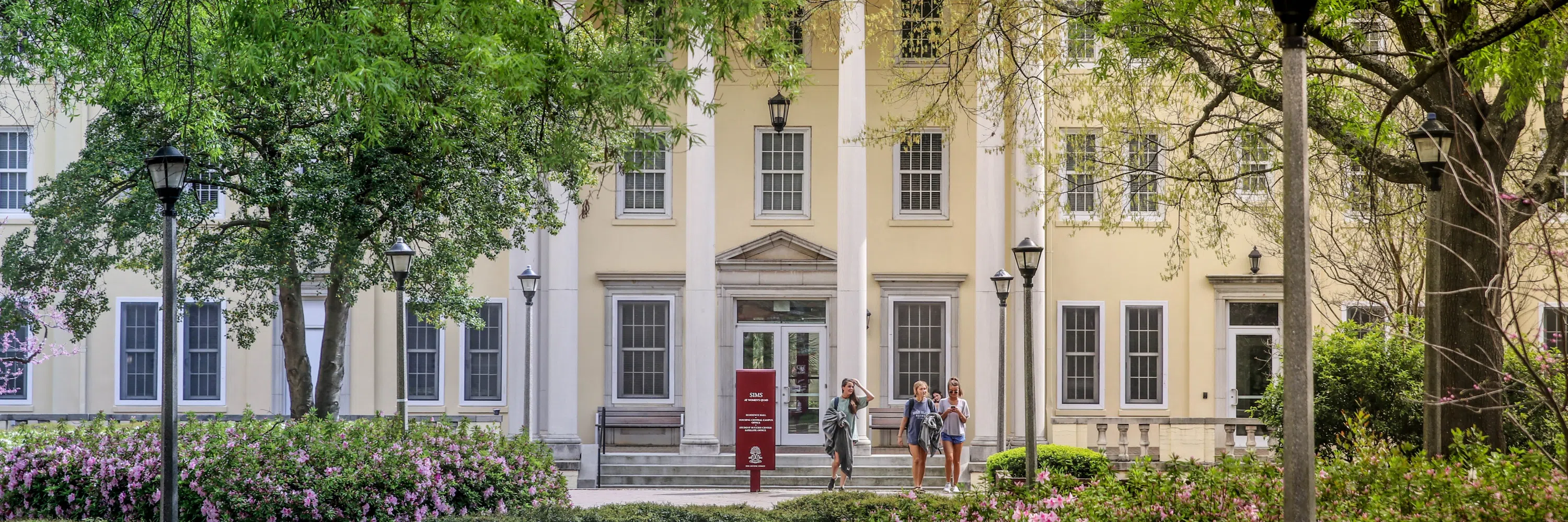 View of the front of Women's Quad during the day