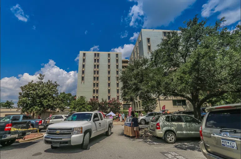 View of the front of Bates House during the day.