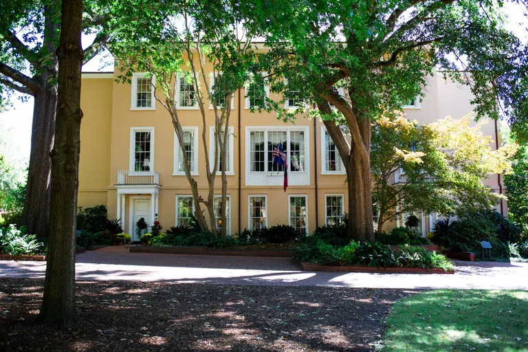 View of the front of the President's House during the day