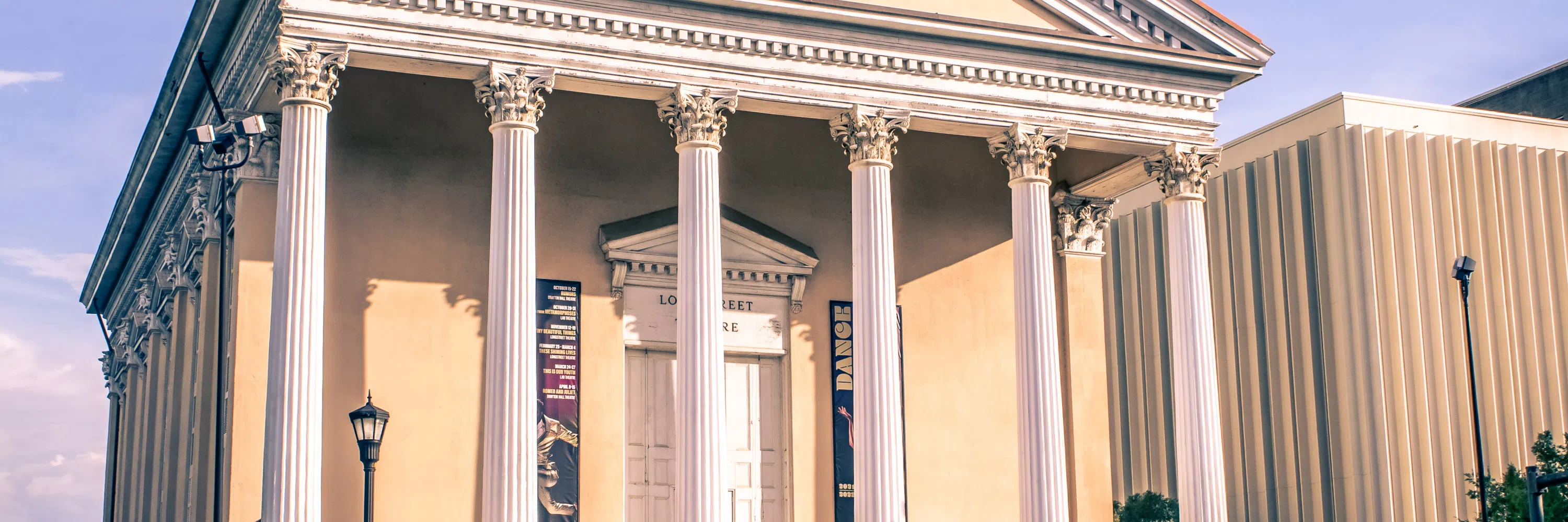 View of the front of Longstreet Theatre during the day