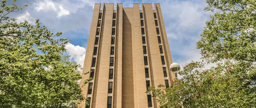 View of Columbia Hall from the parking lot.