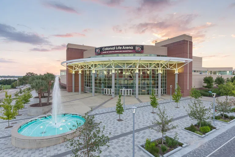 A beautiful sunset behind the Colonial Life Arena