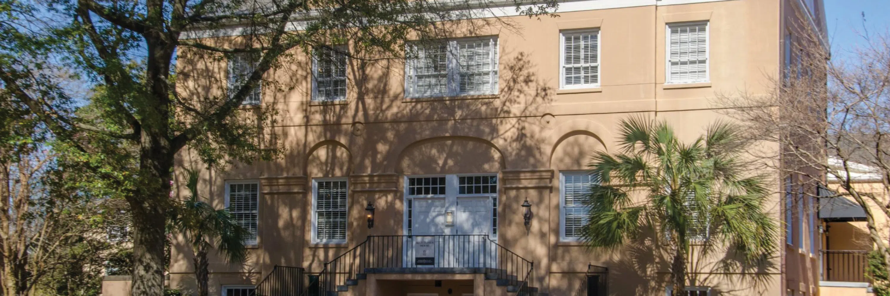 View of the front of the McCutchen House during the day