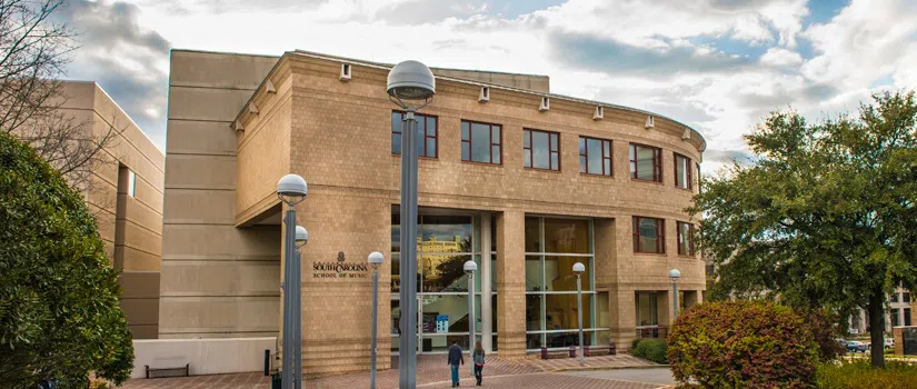 View of the front of the School of Music building