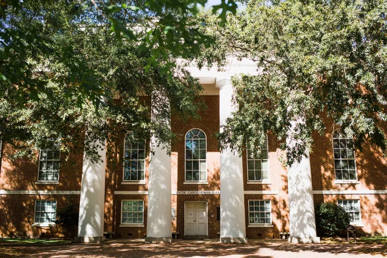 View of the front of the South Caroliniana Library during the day