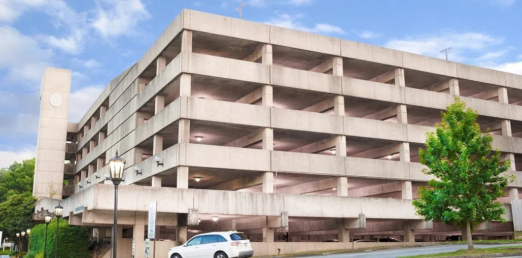 View of the Pendleton Street Garage during the day