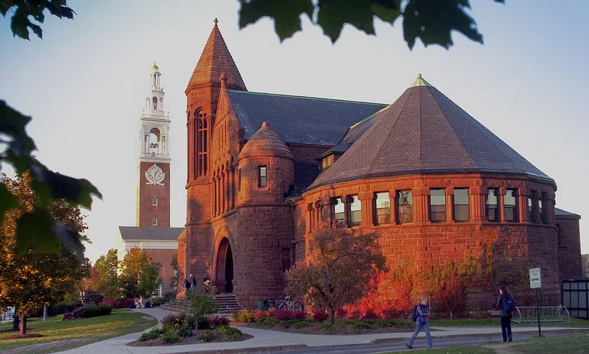 View of Billings Library and Old Mill on an early fall evening.