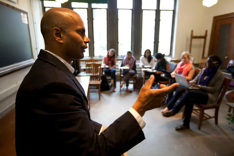 Wellesley professor mid-lecture