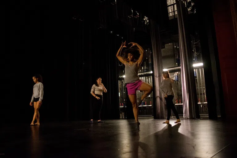 Dance class in Alumnae Auditorium