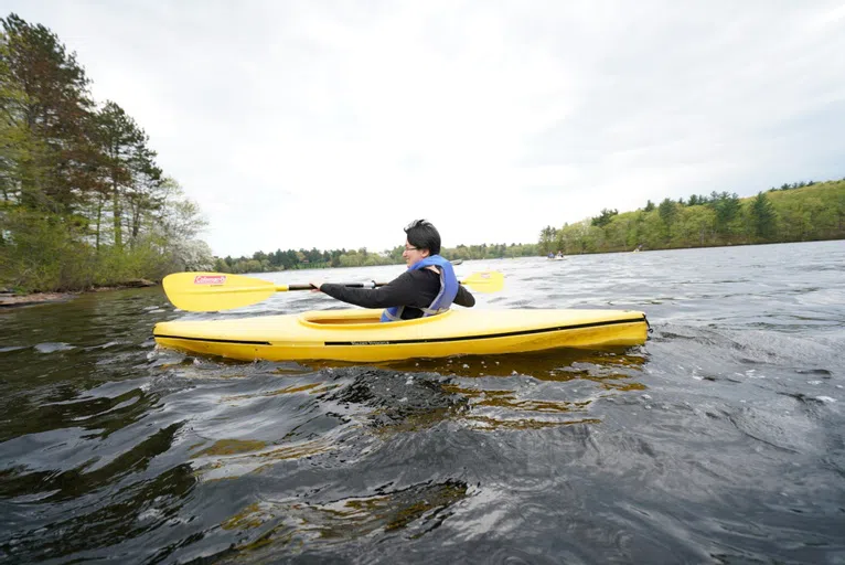 Wellesley student kayaking