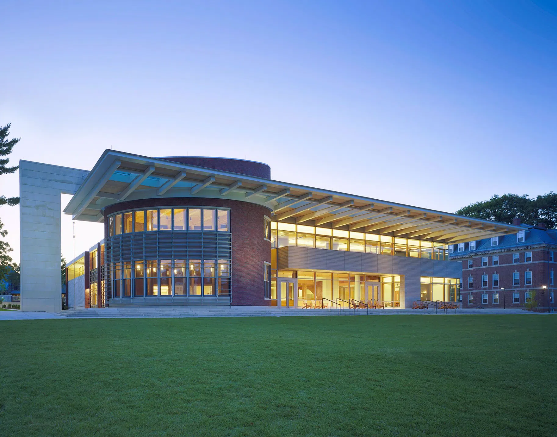 image of Paresky lit up at dusk 