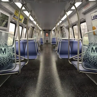 Inside metro car to see the seats