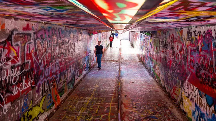 The Free Expression Tunnel boasts artwork from many NC State students who all have the freedom to create anywhere in the tunnel.