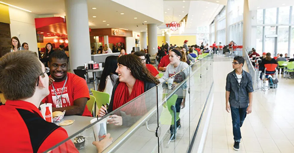 Talley Student Union's food court has lots of eating space and dining options for students and guests.