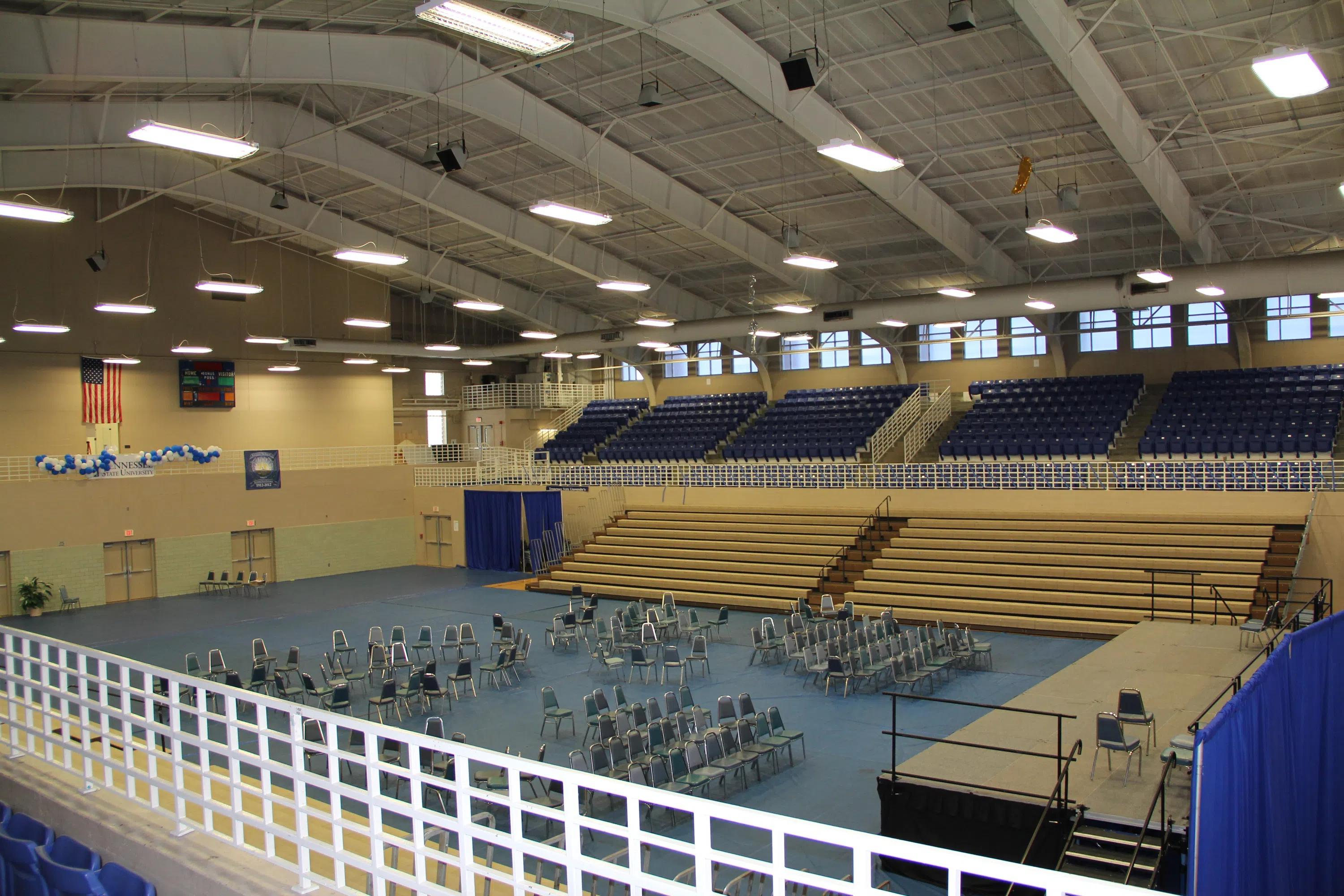 The interior of Kean Hall's recreation/gynmasium space inside of the Floyd-Payne Campus center