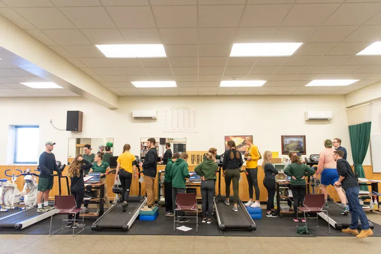 Whether students want to become physical or occupational therapists, athletic trainers, or personal fitness instructors, coursework in the Health, Nutrition, and Exercise Science Lab gives students tangible experience working with the human body and its interactions with food and exercise.