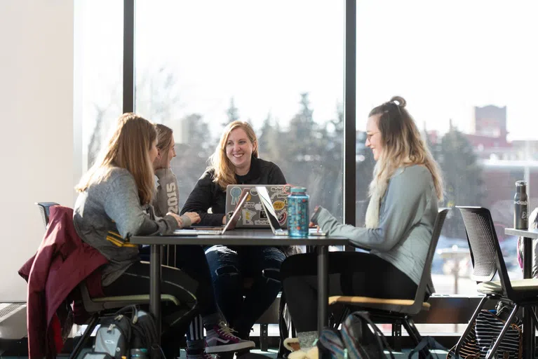 Within Aldevron Tower, students enjoy comfortable lounge and study spaces that optimize learning and collaboration.