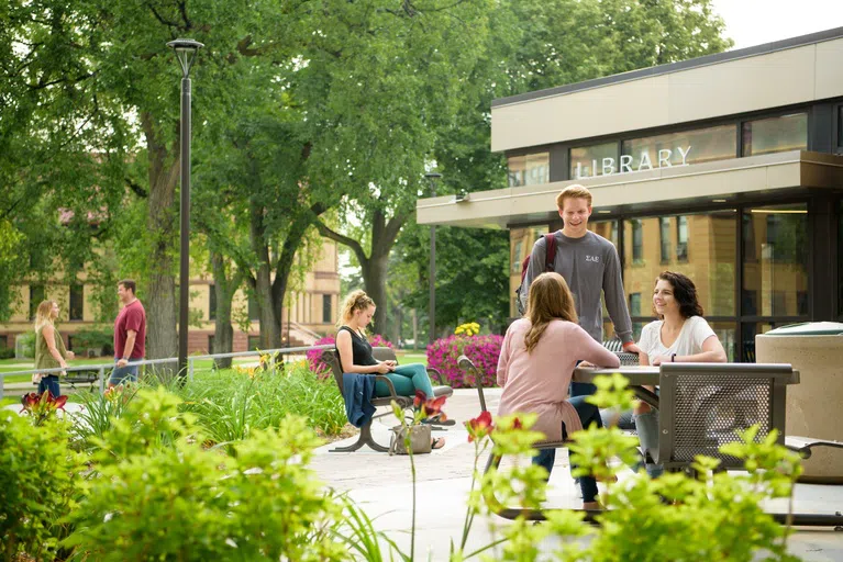 The library provides students lots of space to relax and study both inside and out! Inside, students can get math support from our Math Emporium and outside students are able to relax in the sun while they study.